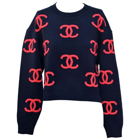 sweater chanel original|Chanel blue and white sweater.